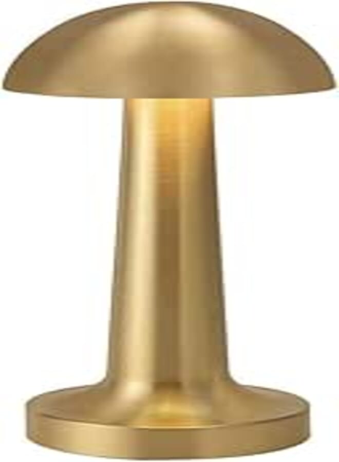 V2COM Modern Table Lamp Cordless Lighting 3W Dimmable Touch Switch LED Rechargeable Wireless Aluminium Desk Lamp for Restaurant Reading Bar Coffee Shop (Gold)